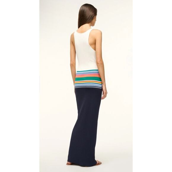 STAUD Womens Hibiscus Navy Colorblock Maxi Dress Size XS NWT $325 - Picture 8 of 14